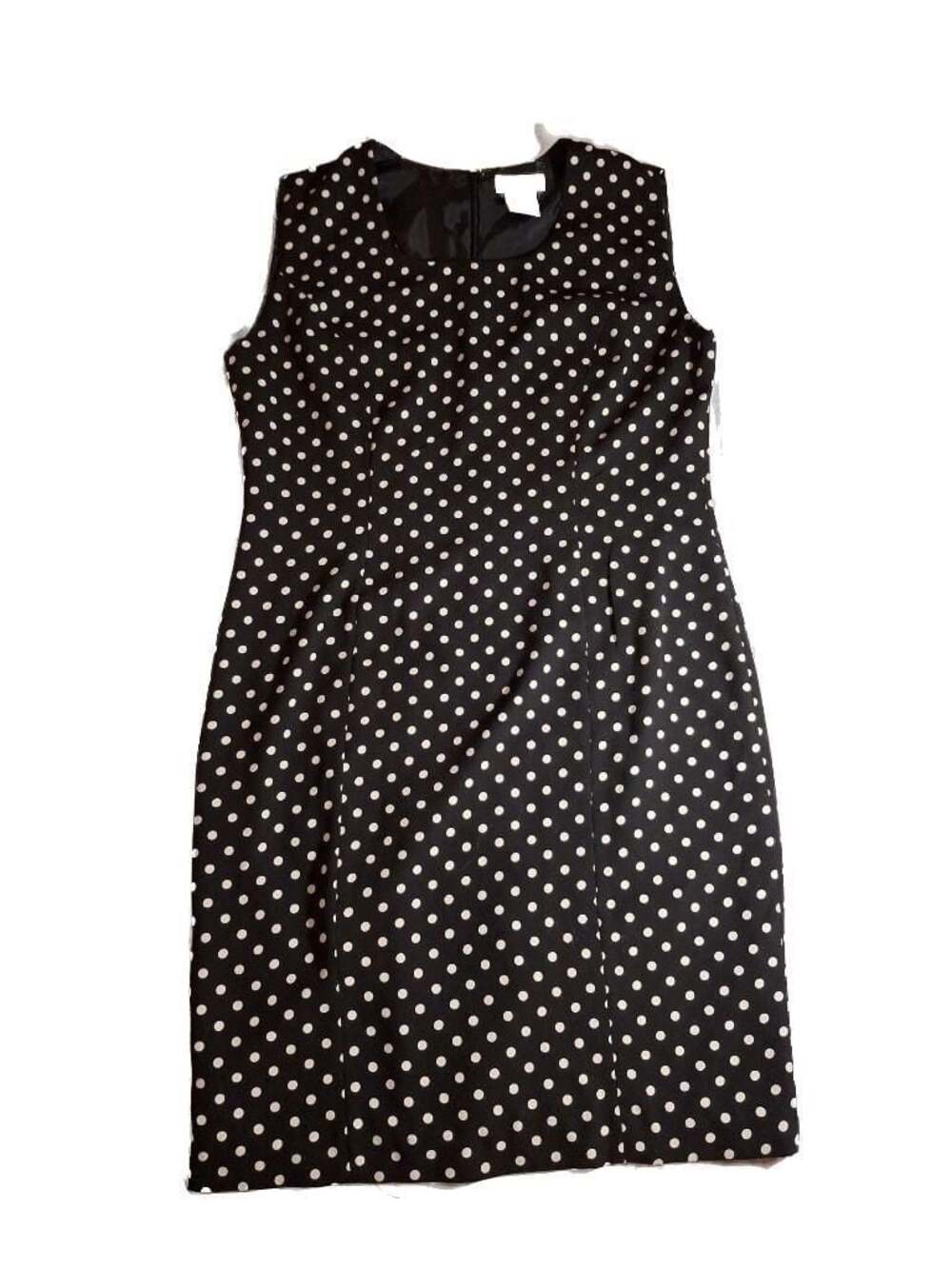Worthington Sleeveless Black and White Polka Dot Sheath Dress